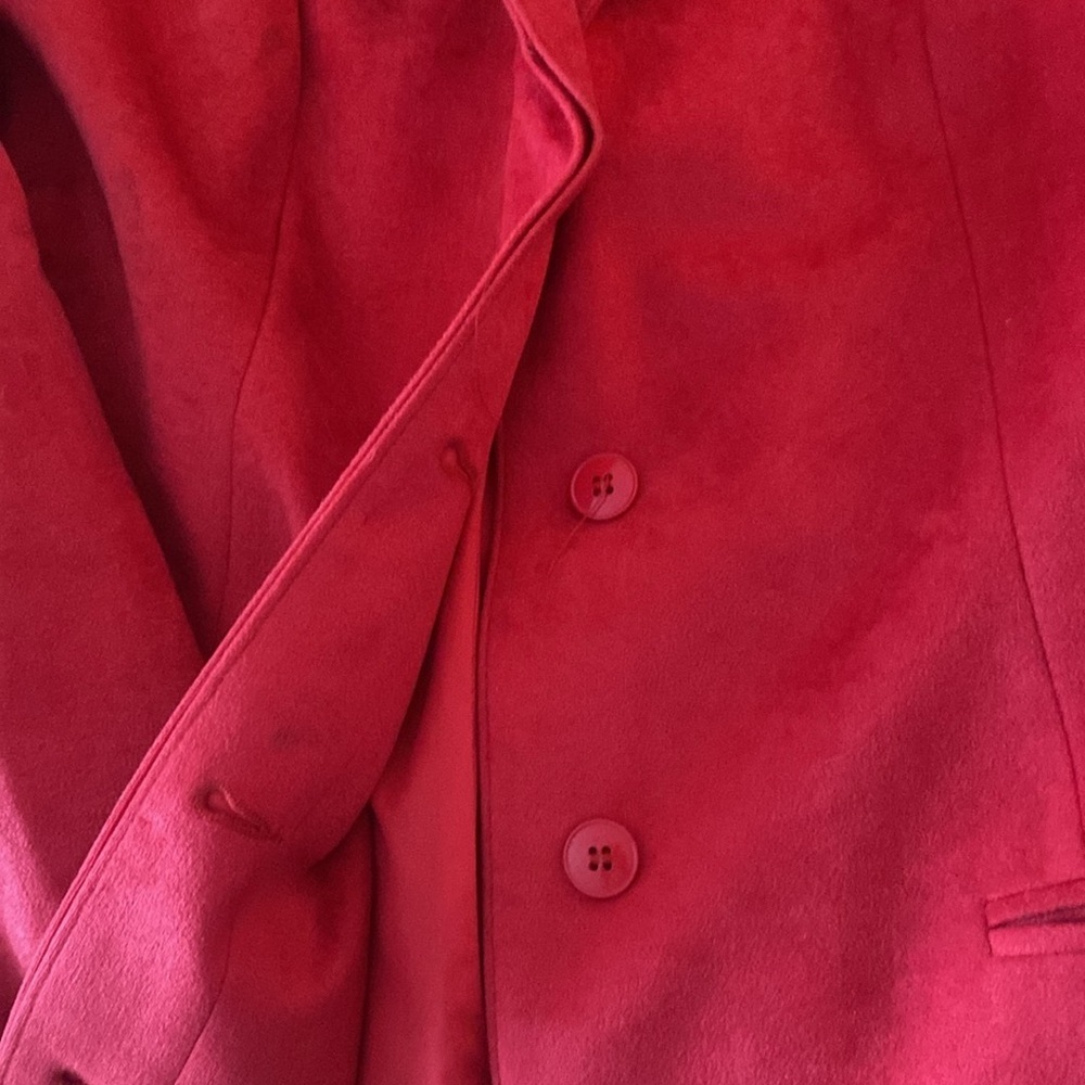 VINTAGE Cedarhurst Classics Red Faux Suede button down Frock Coat Size 7/8 - Picture 17 of 17